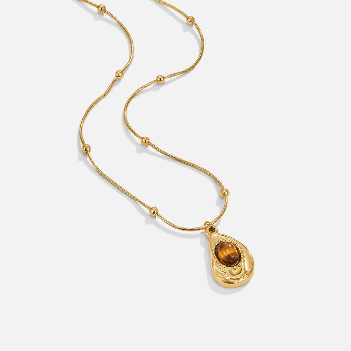 Elegant Gold Necklace with Tiger Eye Stone