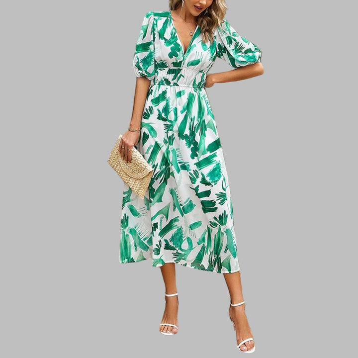 Women's Casual V-neck Midi Dress - Summer Comfort