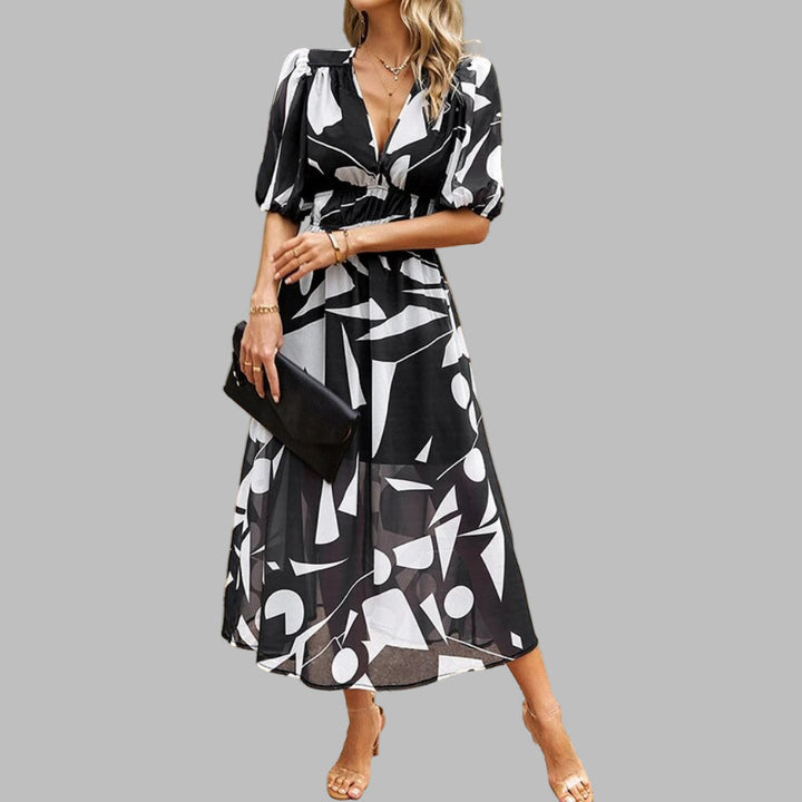 Women's Casual V-neck Midi Dress - Summer Comfort